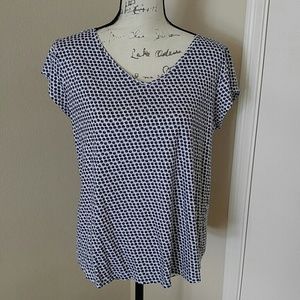 Liz Claiborne petite navy blue polka dot shirt